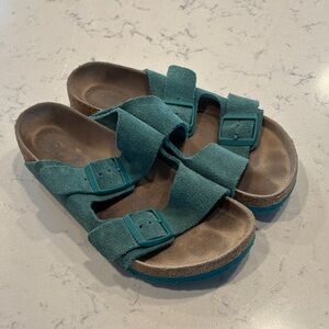 Birkenstock Kids Teal Suede Double-Strap Sandals